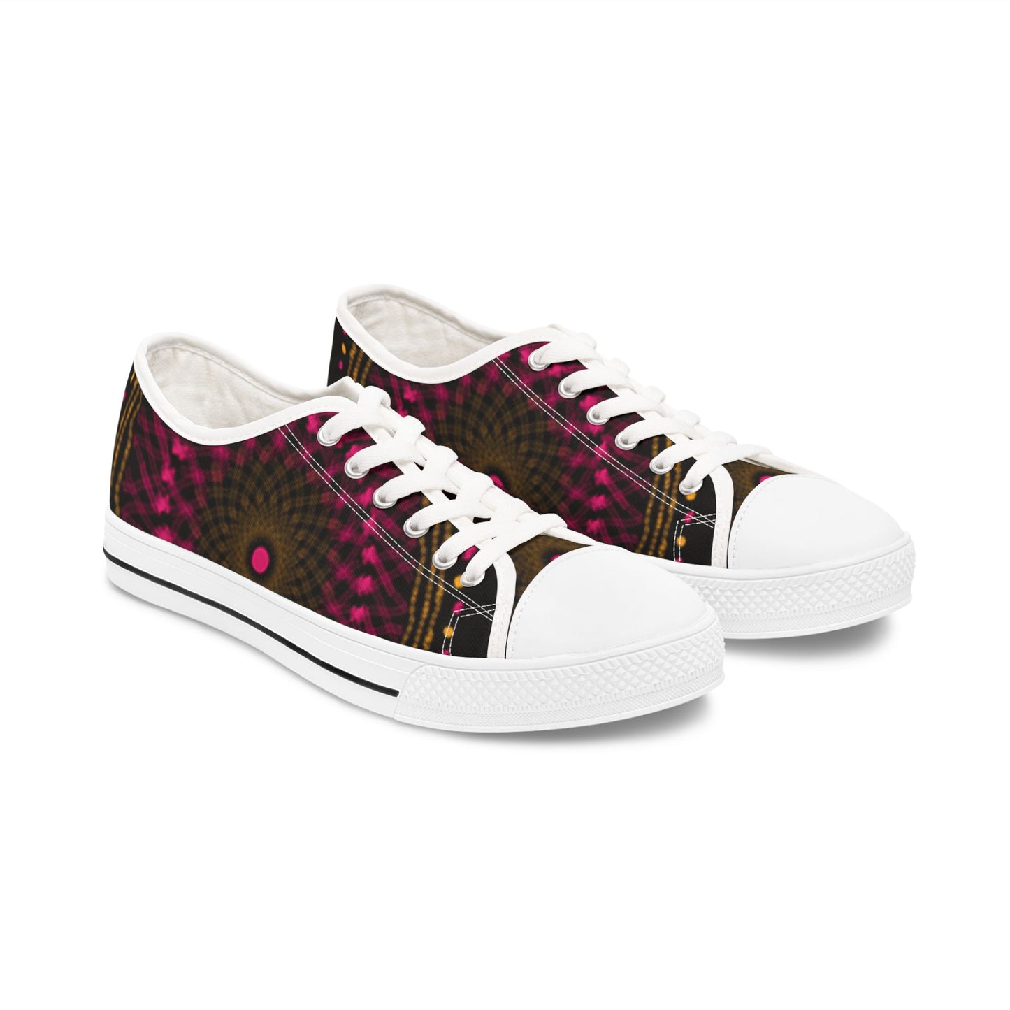 Women's Low Top Sneakers with Vibrant Mandala Design, Unique Casual Footwear, Colorful Everyday Shoes, Festival Sneakers, Trendy Art Shoes