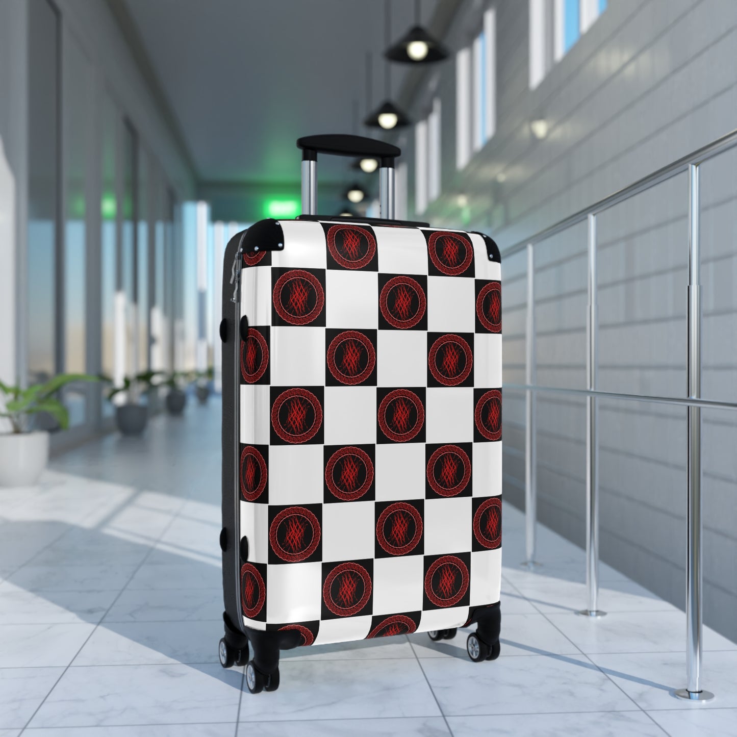 Stylish Travel Suitcase with Checkerboard Design, Perfect for Wanderlust, Summer Vacations, Business Trips, Weekend Getaways, Travel Lovers