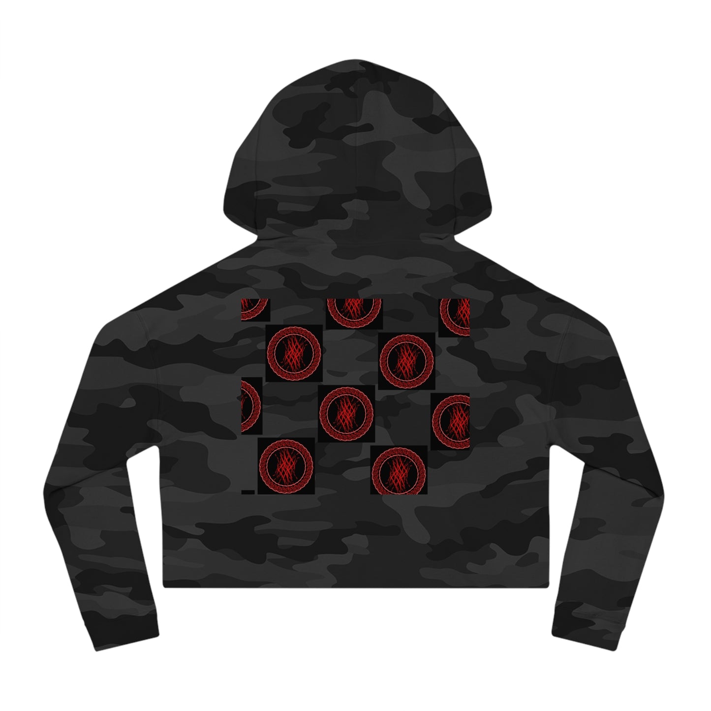 Chic Women's Cropped Hoodie with Abstract Red Design, Stylish Streetwear, Trendy Layering Piece, Perfect Gift for Her, Cozy Casual Wear