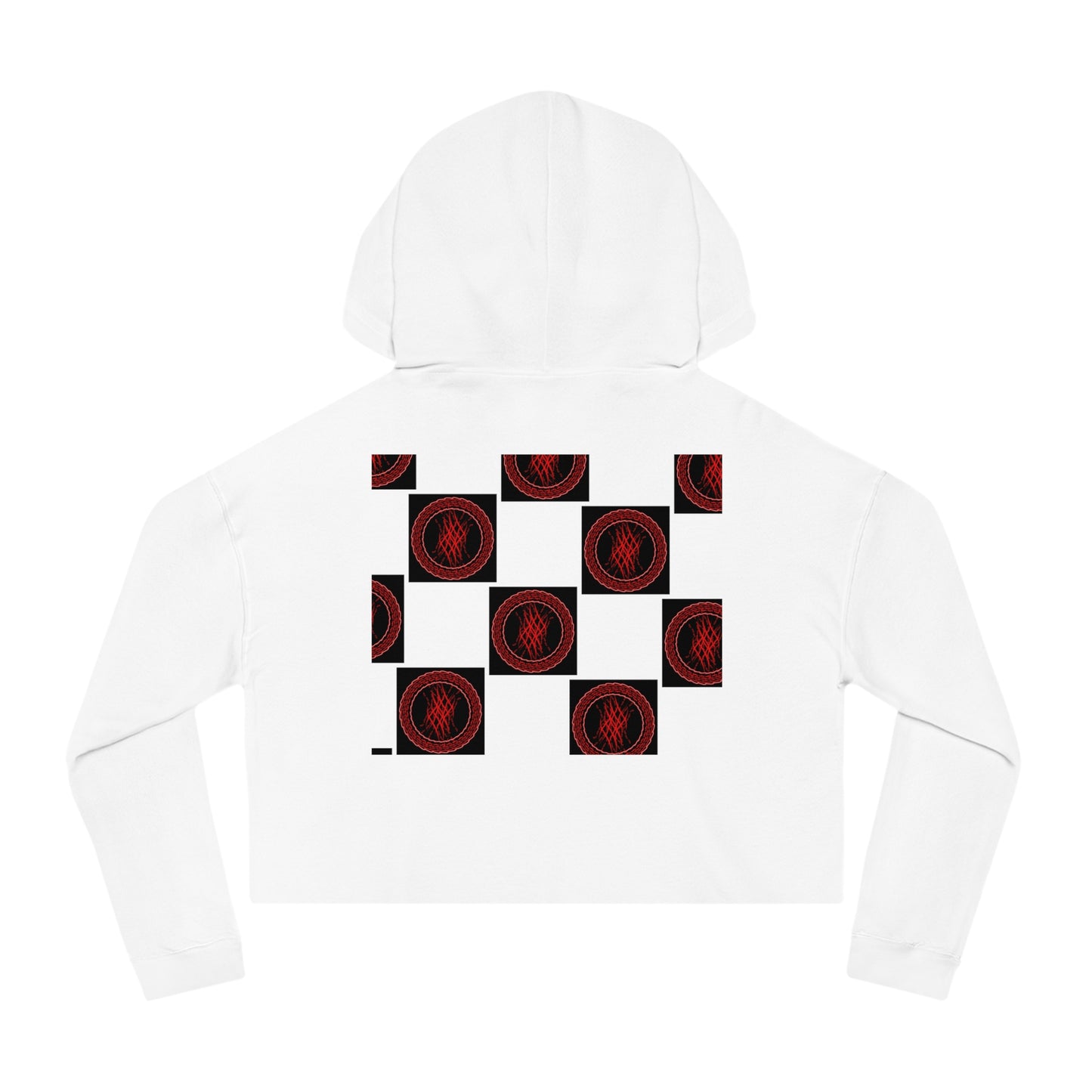 Chic Women's Cropped Hoodie with Abstract Red Design, Stylish Streetwear, Trendy Layering Piece, Perfect Gift for Her, Cozy Casual Wear