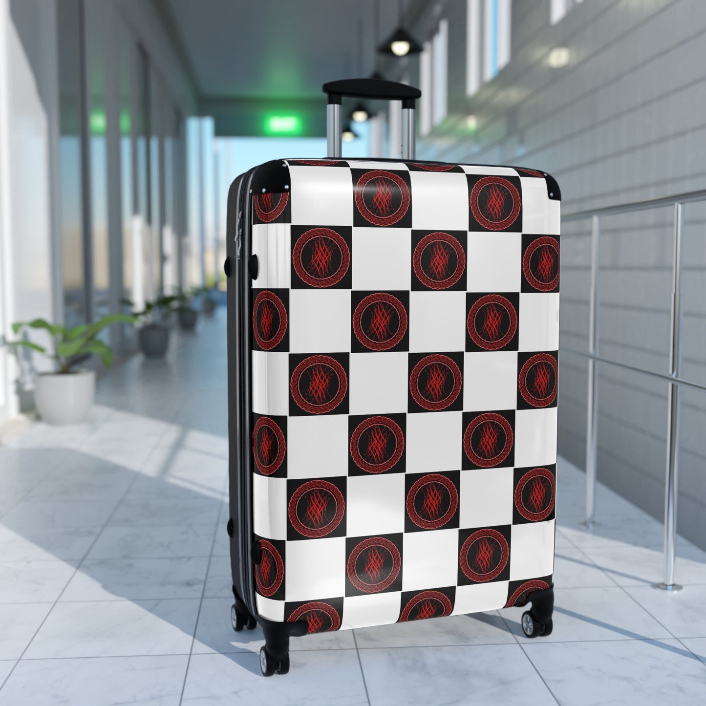 Stylish Travel Suitcase with Checkerboard Design, Perfect for Wanderlust, Summer Vacations, Business Trips, Weekend Getaways, Travel Lovers