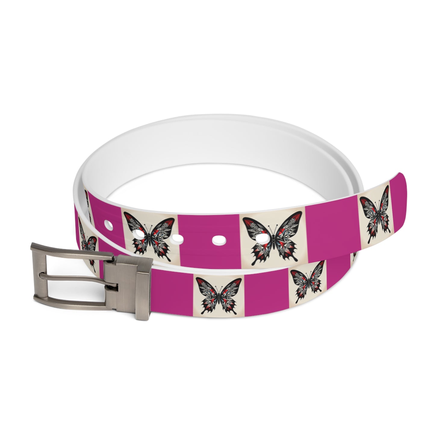 Butterfly Print Belt, Stylish Fashion Accessory, Vegan Leather Adjustable Belt for Women, Unique Gift for Her, Boho Chic Style