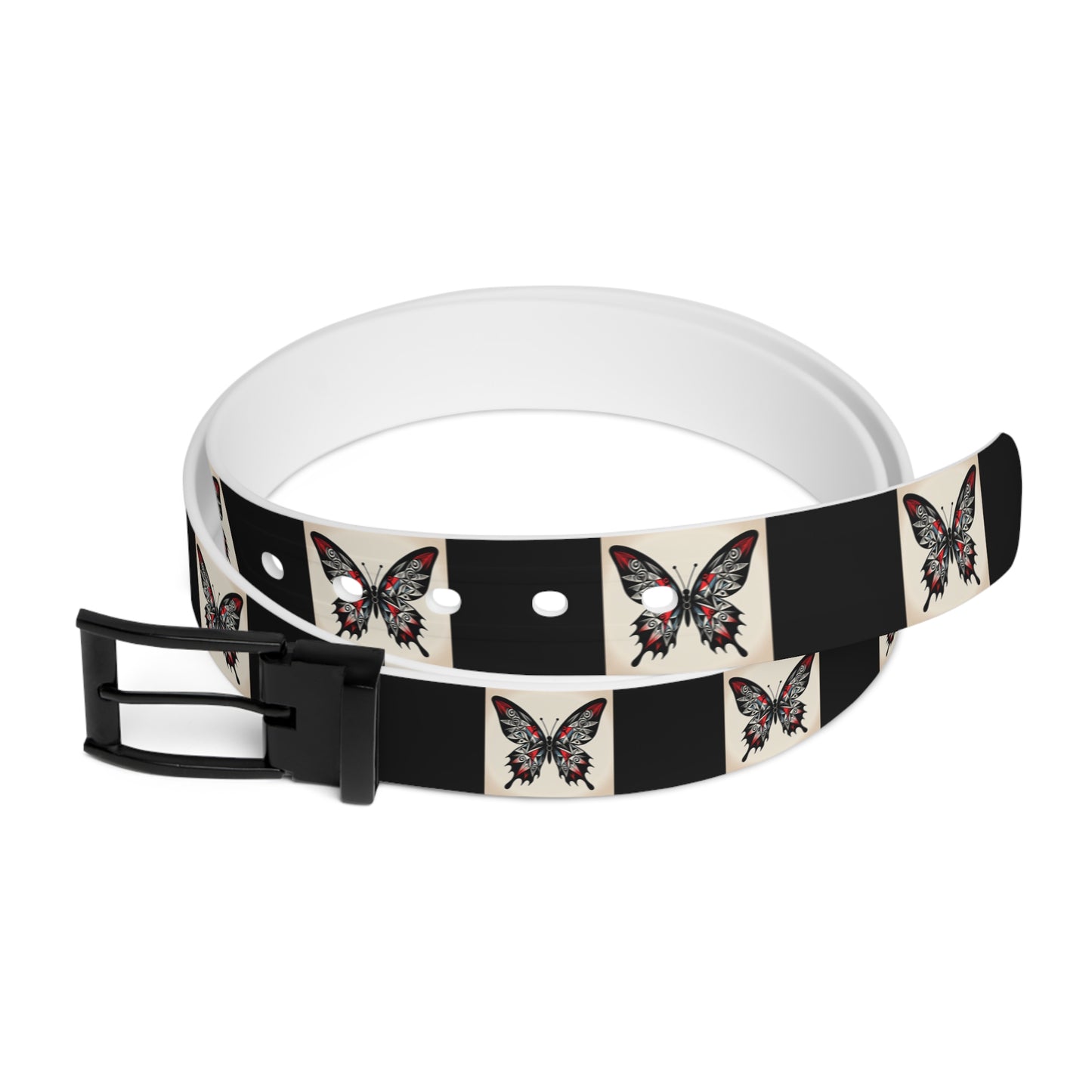Butterfly Print Belt, Stylish Fashion Accessory, Vegan Leather Adjustable Belt for Women, Unique Gift for Her, Boho Chic Style