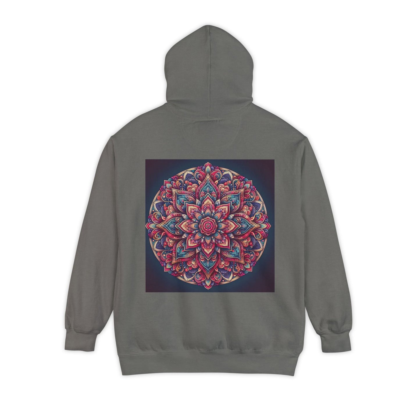 Garment-Dyed Mandala Hoodie - Cozy Floral Art Sweatshirt