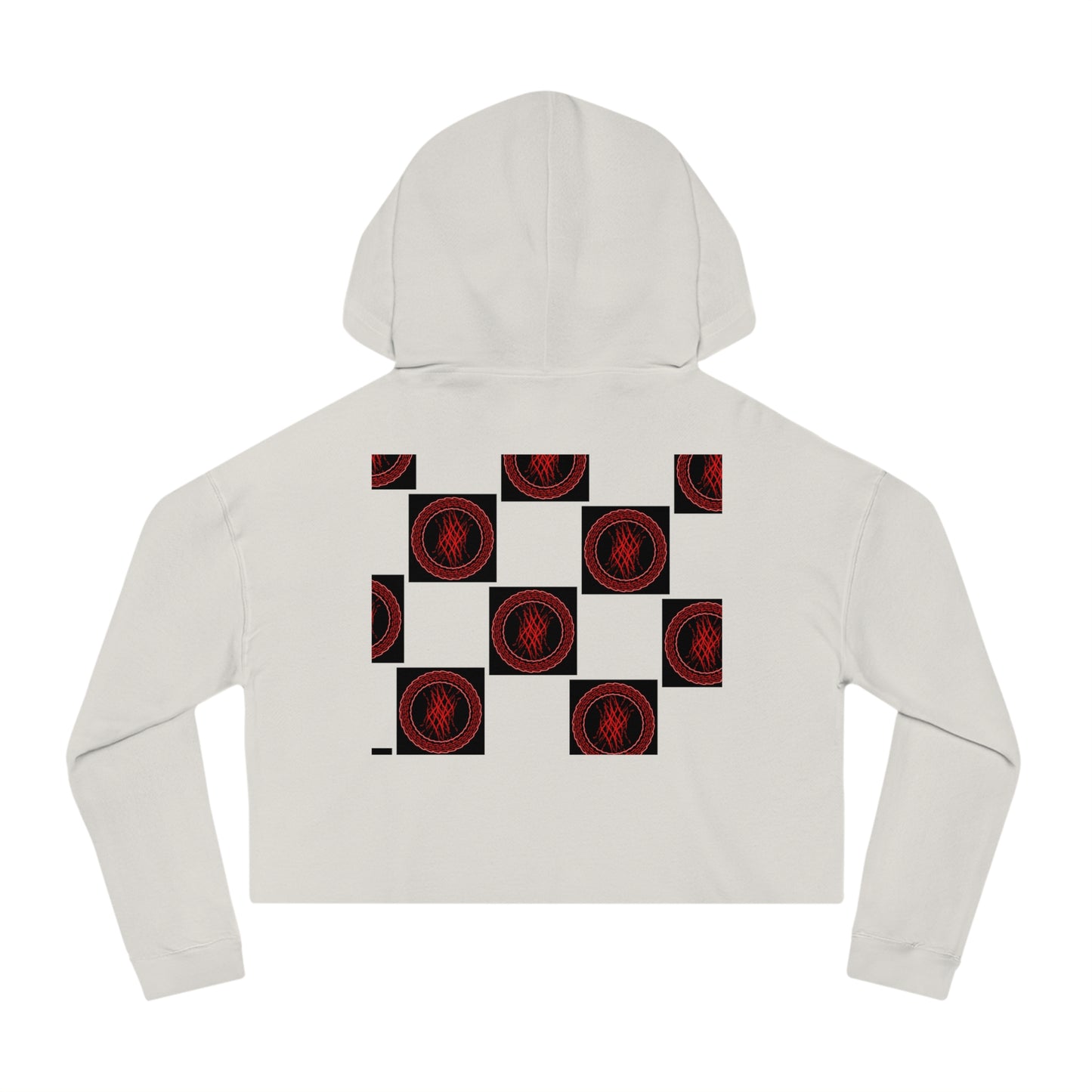 Chic Women's Cropped Hoodie with Abstract Red Design, Stylish Streetwear, Trendy Layering Piece, Perfect Gift for Her, Cozy Casual Wear