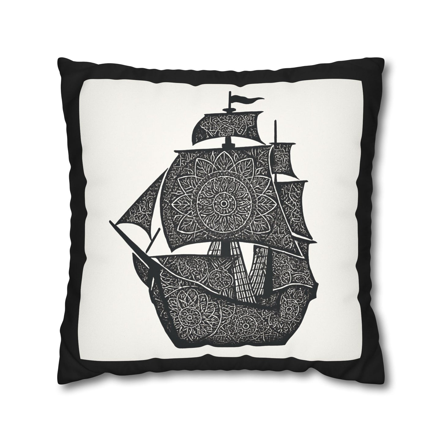 Nautical Mandala Pillowcase, Decorative Throw, Boat Decor, Bohemian Home Accent, Gift for Sailors, Ocean Lover's Home