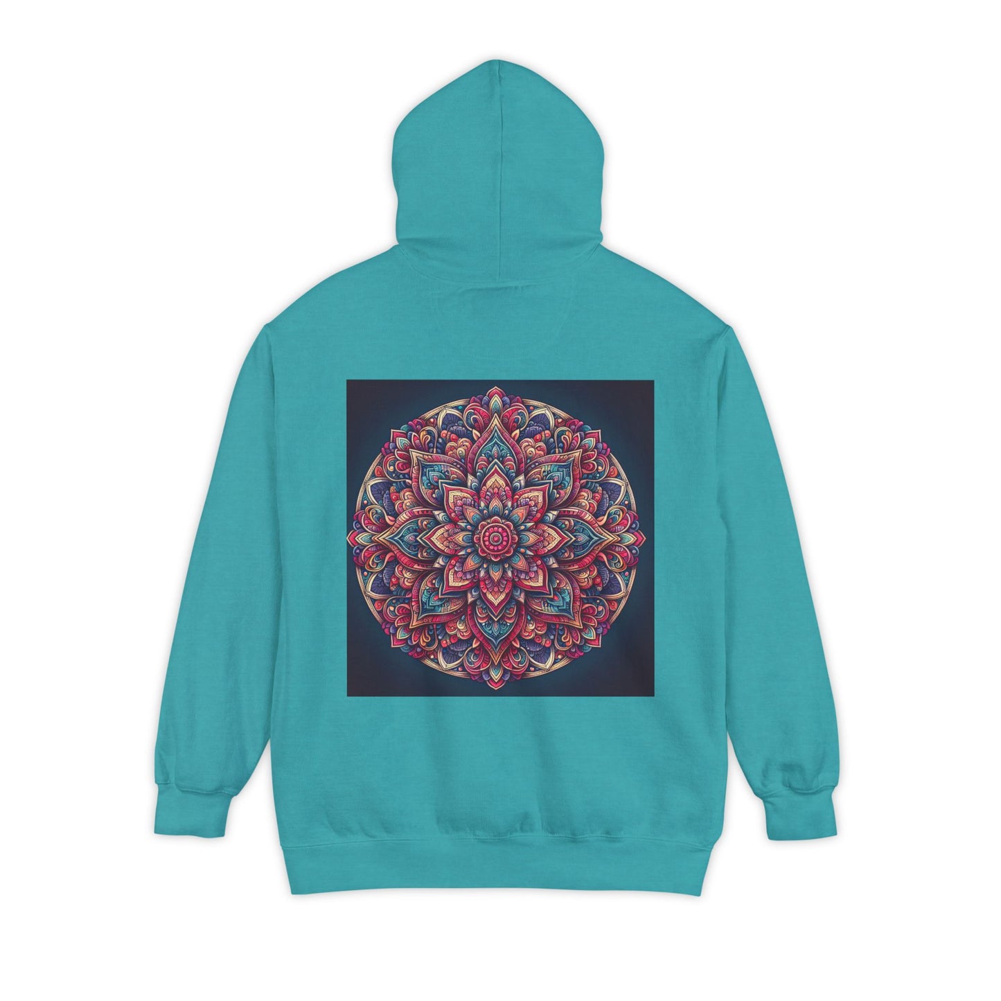 Garment-Dyed Mandala Hoodie - Cozy Floral Art Sweatshirt
