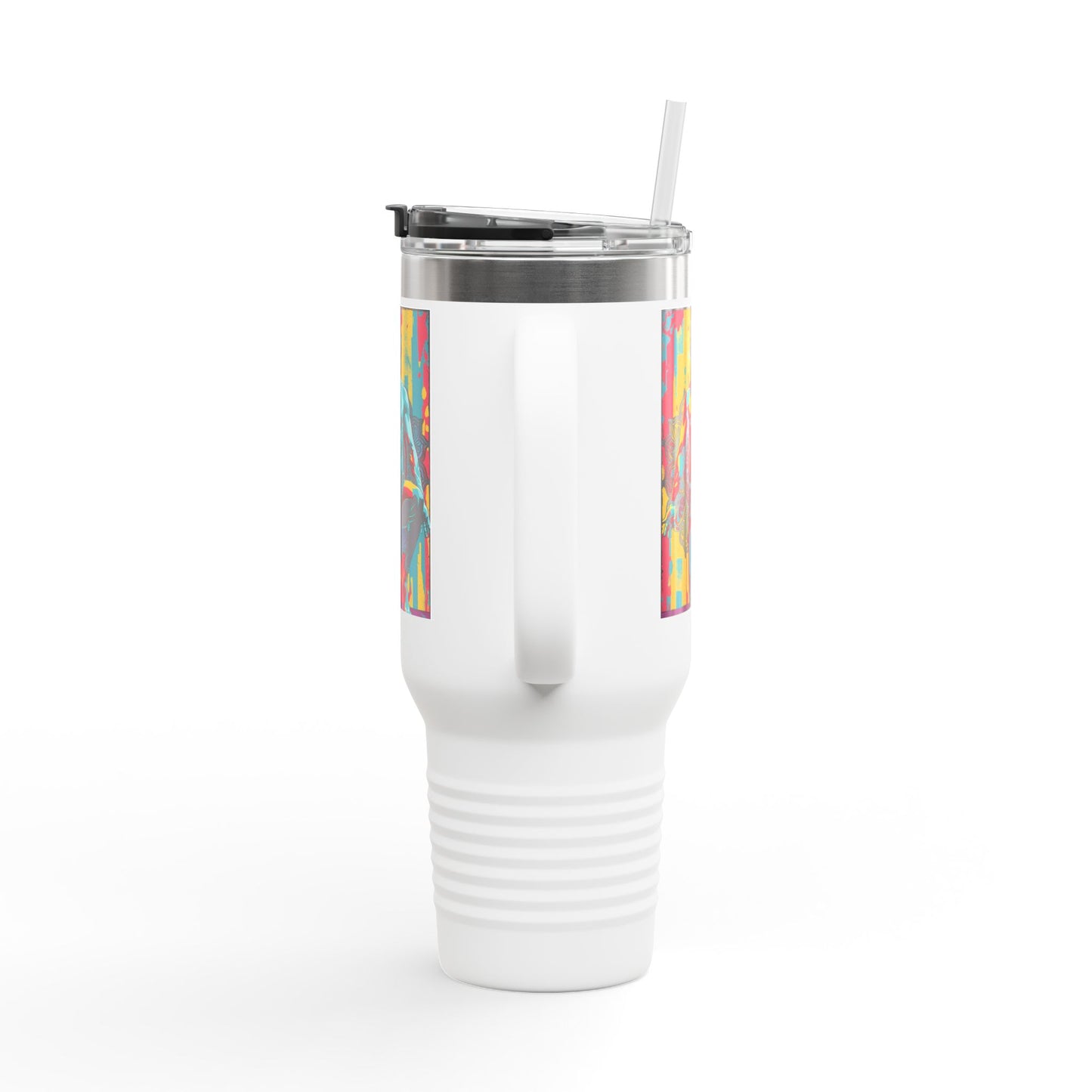 Colorful Insulated Travel Mug | 40oz, Travel Cup for Coffee, Vibrant Drinkware, Fitness Mug, Gifts for Him, Art Travel Mug