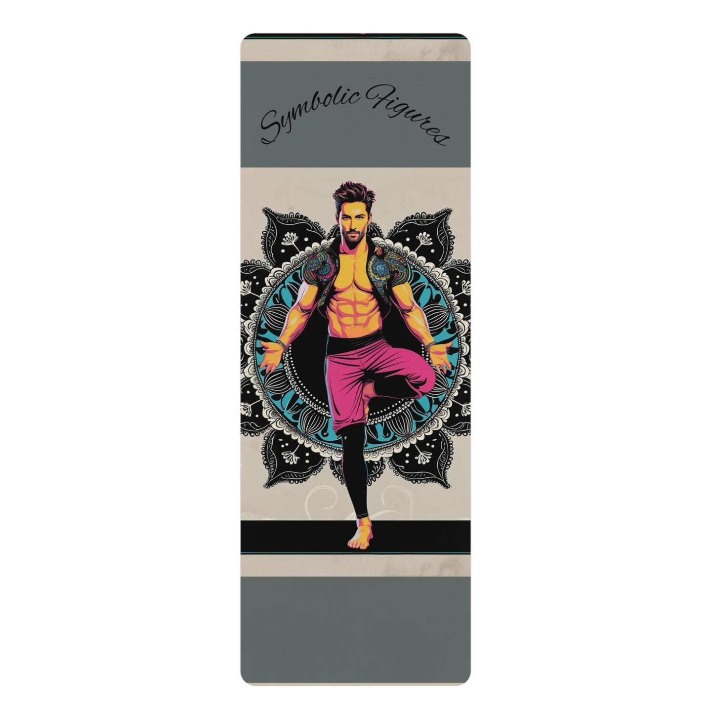 Vibrant Rubber Yoga Mat with Mandala Design, Perfect for Home Workouts, Fitness Gifts, Mindfulness, Yoga Studios, Meditation