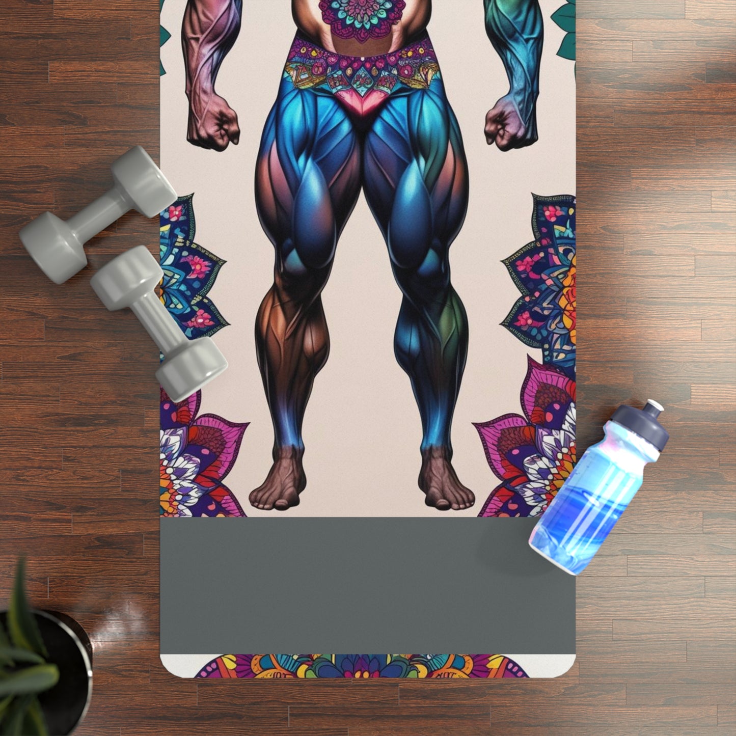 Vibrant Rubber Yoga Mat with Mandala Design, Perfect for Home Workouts, Fitness Gifts, Mindfulness, Yoga Studios, Meditation
