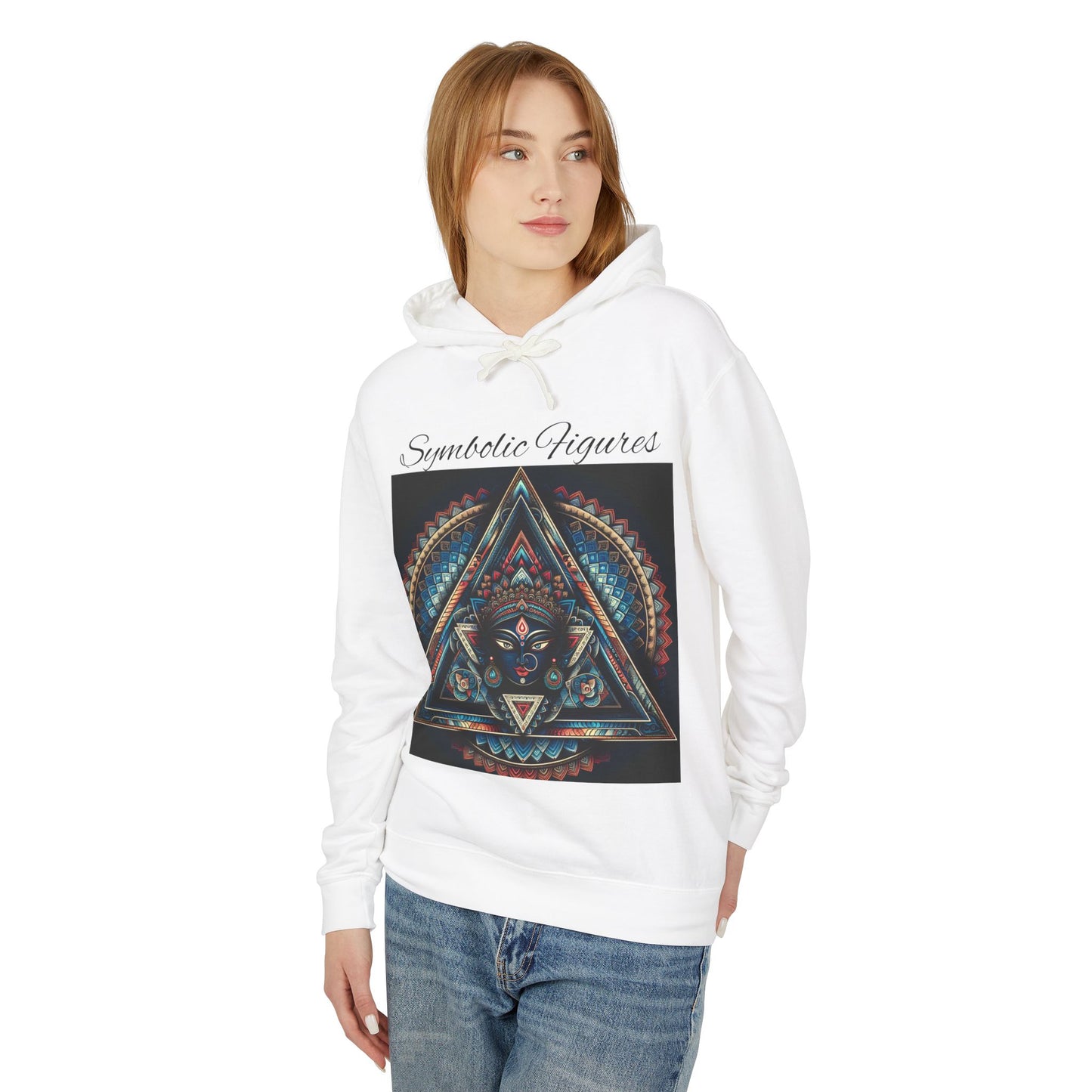 Vibrant Artistic Hoodie, Symbolic Figures Design, Lightweight Sweatshirt for Casual Wear, Unique Gift for Art Lovers, Cozy Unisex Clothing