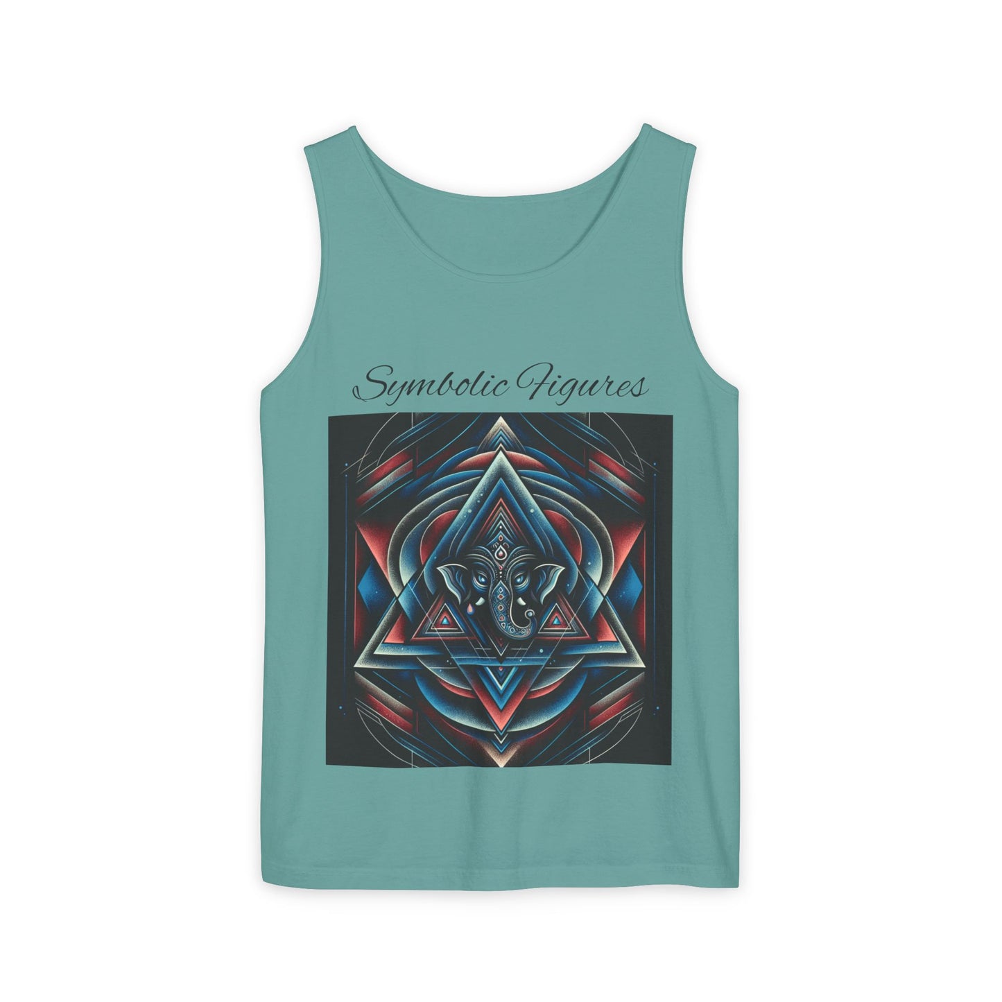 Symbolic Figures Unisex Garment-Dyed Tank Top, Boho Style Tee, Festival Wear, Yoga Shirt, Spiritual Gift