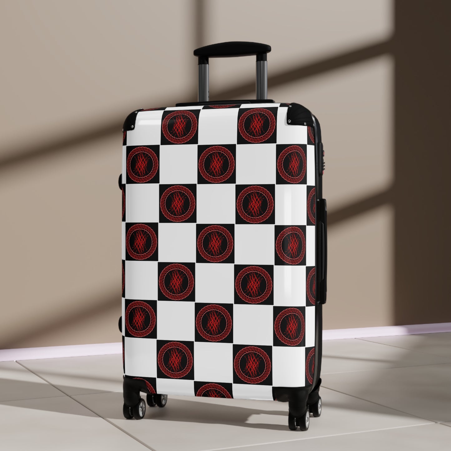 Stylish Travel Suitcase with Checkerboard Design, Perfect for Wanderlust, Summer Vacations, Business Trips, Weekend Getaways, Travel Lovers