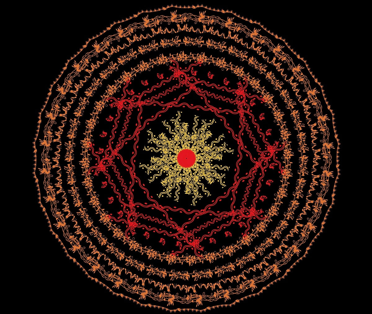 SE Seraphic Flow- Experience the divine grace of the **Seraphic Flow Mandala**, a symbol of ethereal beauty and spiritual elevation. It exudes a serene brilliance that transforms any room into a sacred space for introspection.
