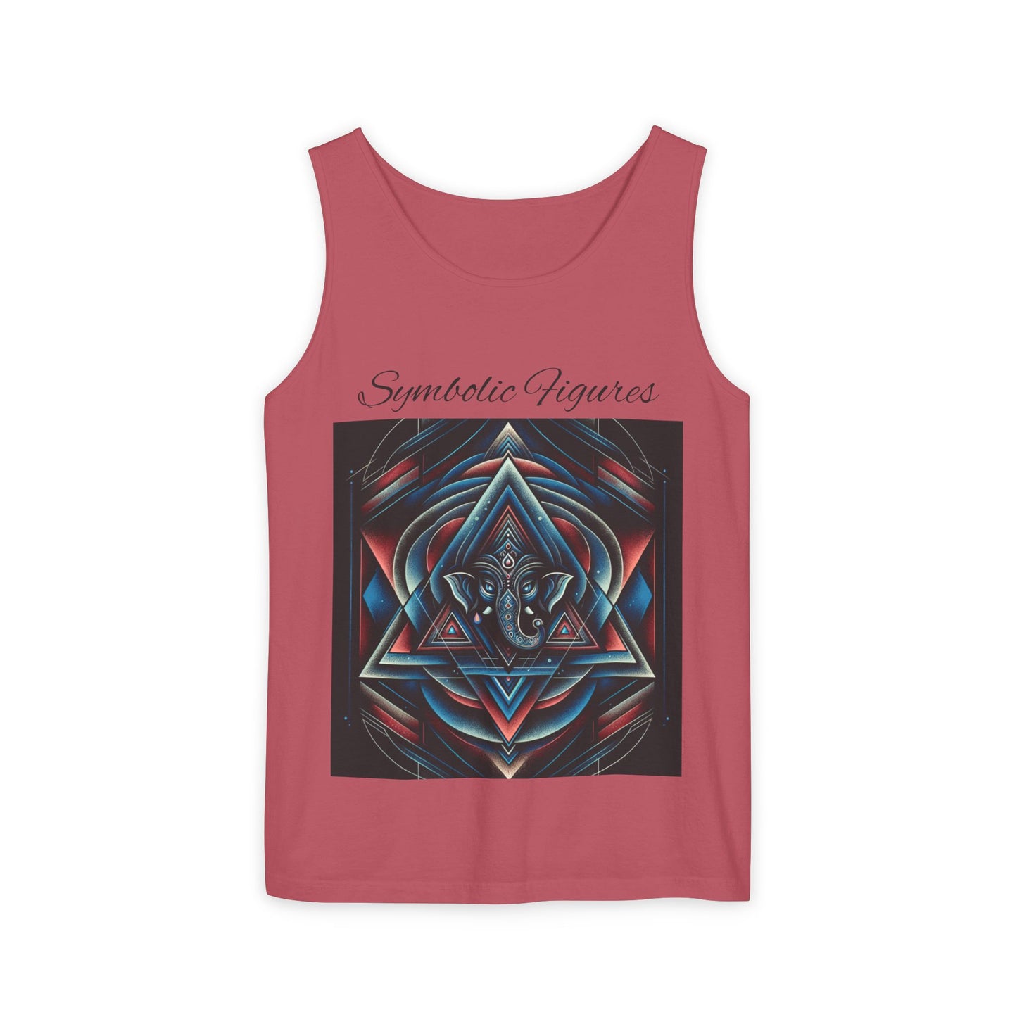 Symbolic Figures Unisex Garment-Dyed Tank Top, Boho Style Tee, Festival Wear, Yoga Shirt, Spiritual Gift