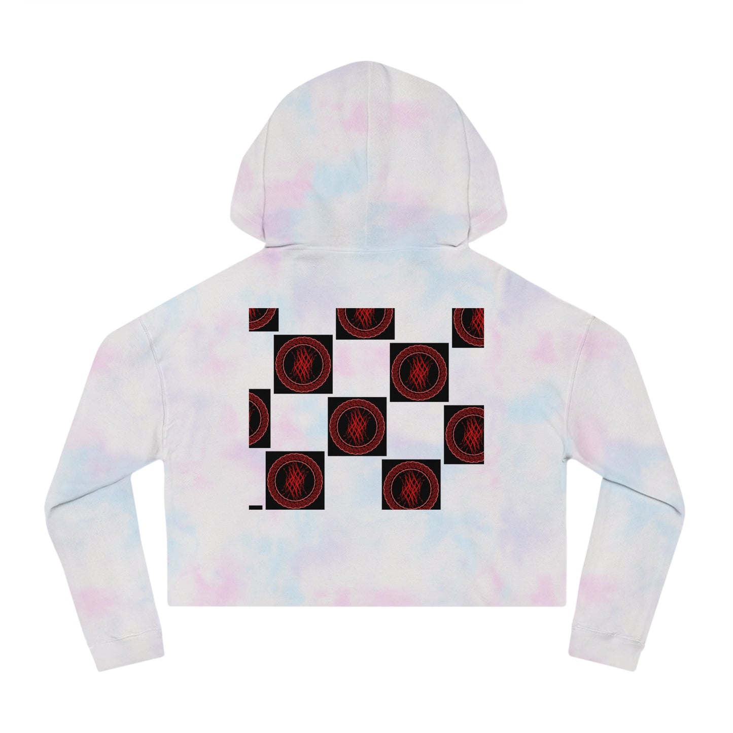 Chic Women's Cropped Hoodie with Abstract Red Design, Stylish Streetwear, Trendy Layering Piece, Perfect Gift for Her, Cozy Casual Wear
