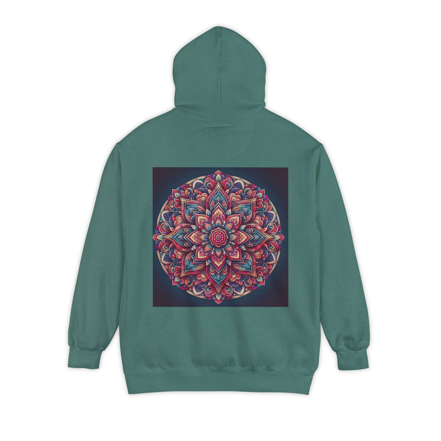 Garment-Dyed Mandala Hoodie - Cozy Floral Art Sweatshirt