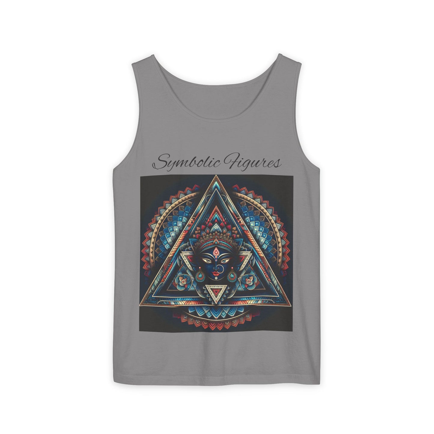 Symbolic Figures Unisex Tank Top - Bohemian Style Shirt, Sun & Moon Graphic Tee, Festival Wear, Meditation Apparel