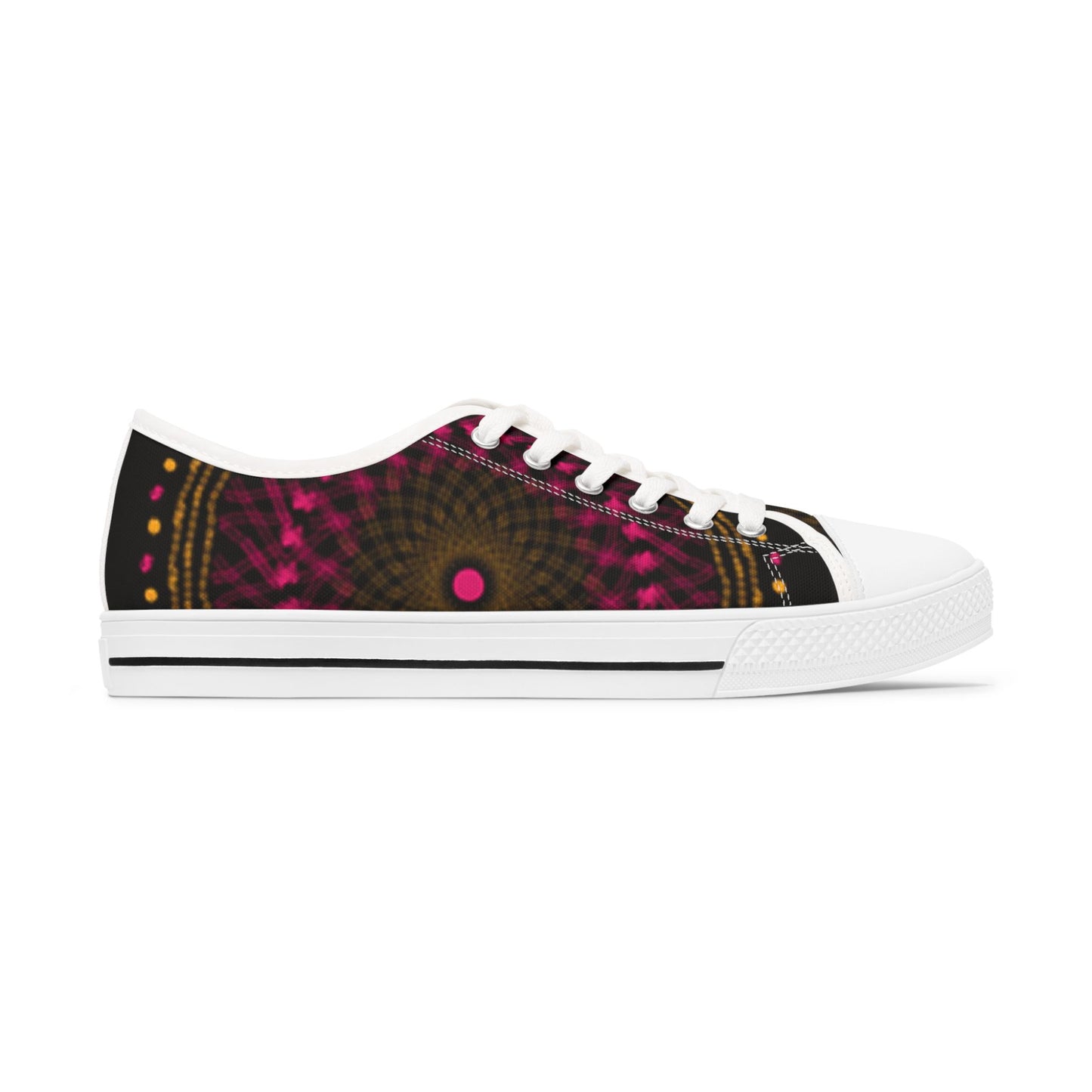 Women's Low Top Sneakers with Vibrant Mandala Design, Unique Casual Footwear, Colorful Everyday Shoes, Festival Sneakers, Trendy Art Shoes