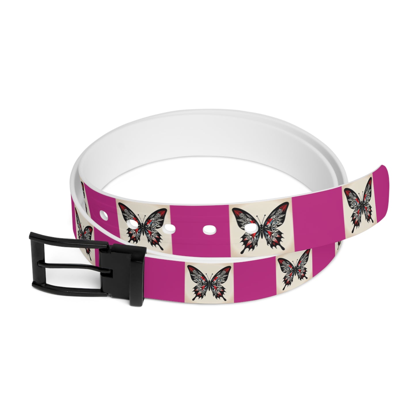 Butterfly Print Belt, Stylish Fashion Accessory, Vegan Leather Adjustable Belt for Women, Unique Gift for Her, Boho Chic Style