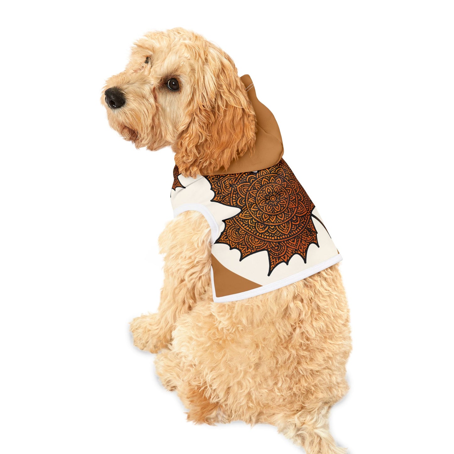 Stylish Pet Hoodie with Mandala and Leaf Design, Cozy Dog Sweater, Fall Fashion for Pets, Pet Gift for Autumn, Cute Canine Outfit