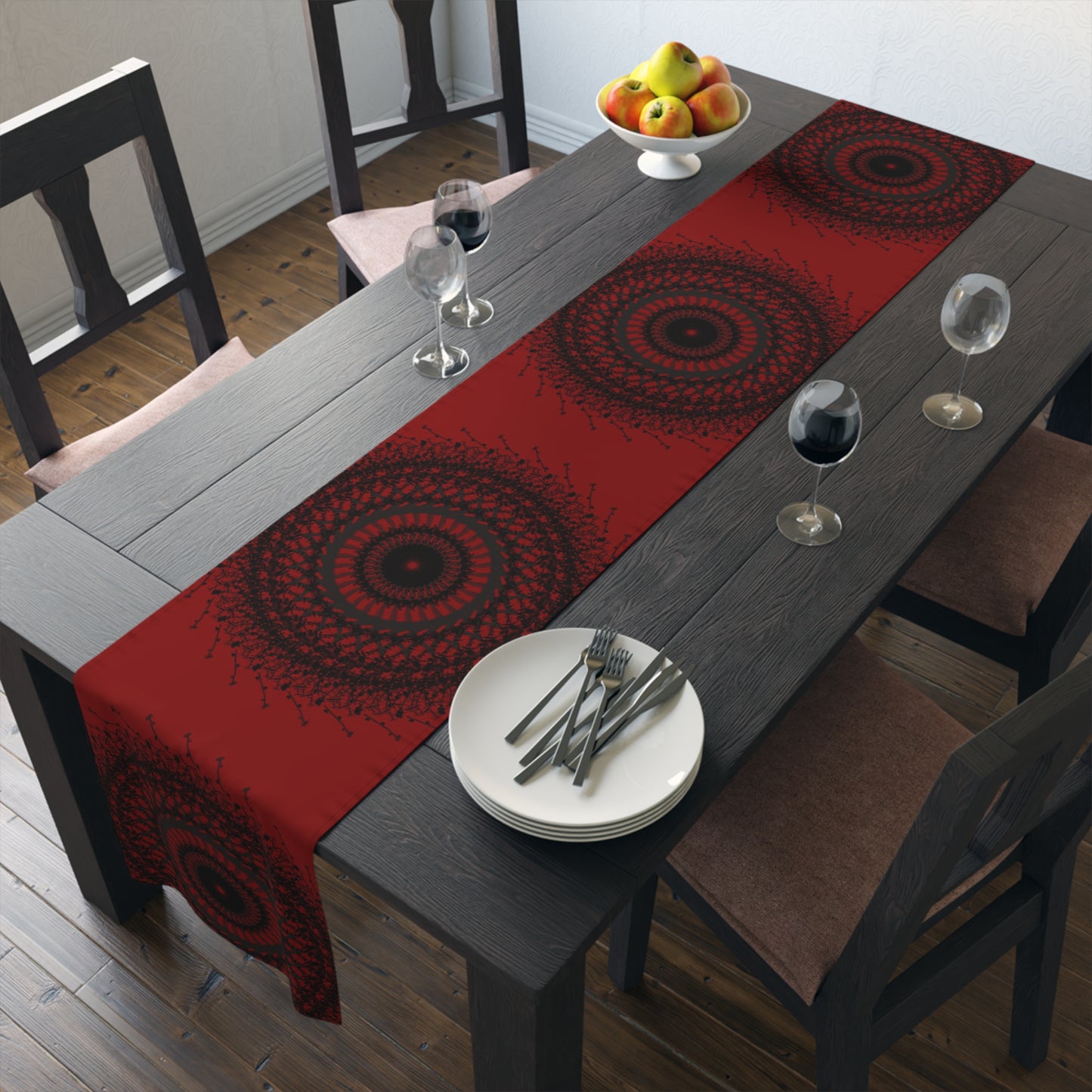 Bohemian Spiral Table Runner | Cotton & Poly | Rustic Home Decor