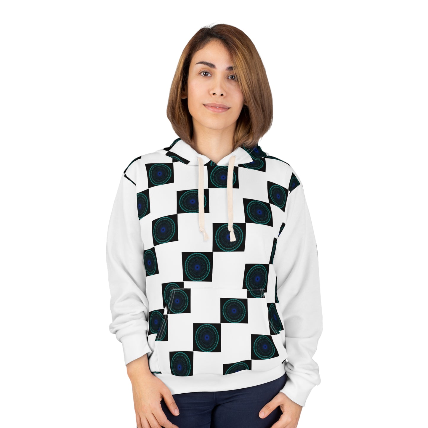 Geometric Pattern Pullover Hoodie, Unisex Abstract Sweatshirt, Chic Casual Wear, Cozy Layer, Gift for Her, Him, Fashion Statement