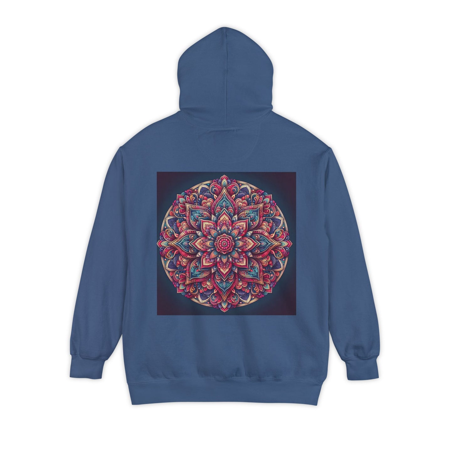 Garment-Dyed Mandala Hoodie - Cozy Floral Art Sweatshirt