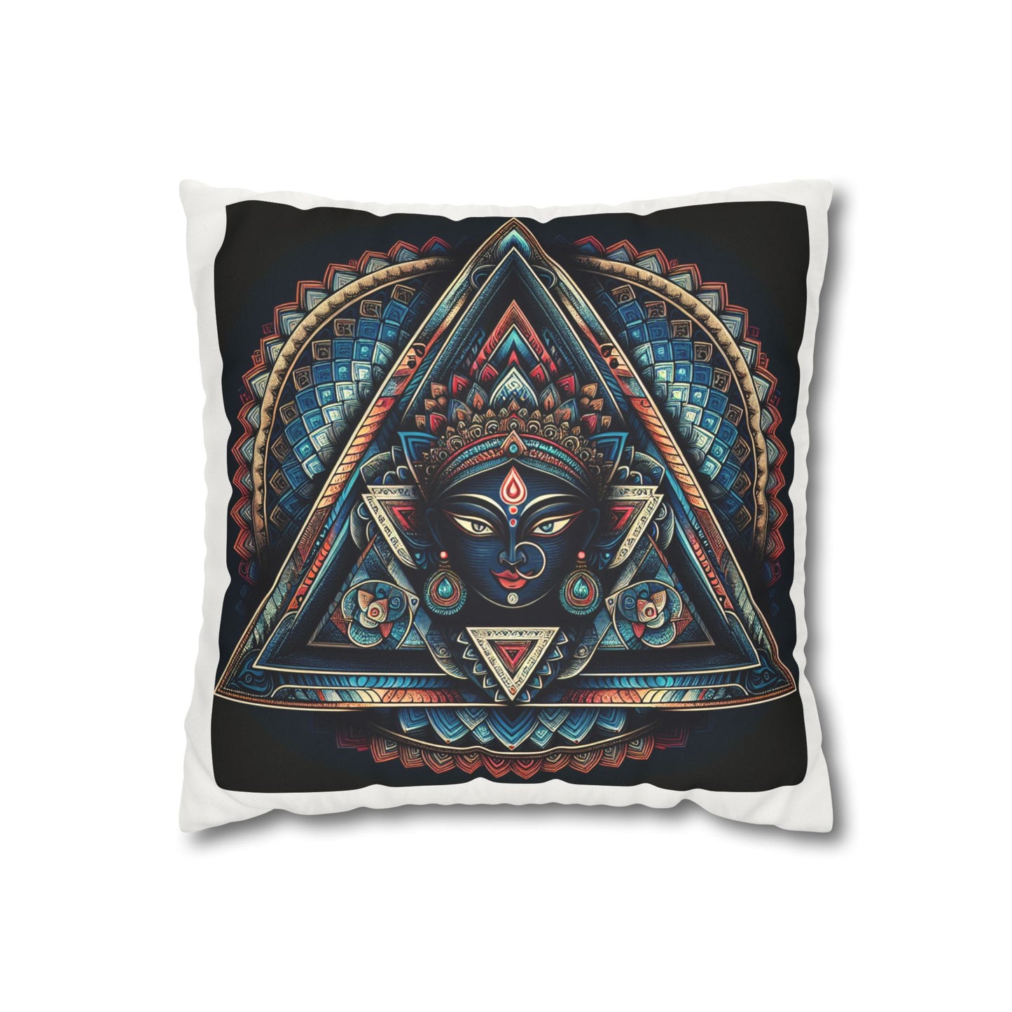 Bohemian Decorative Pillow, Square Faux Suede Cushion, Spiritual Home Décor, Mandala Art Accent Pillow, Unique Gift Idea