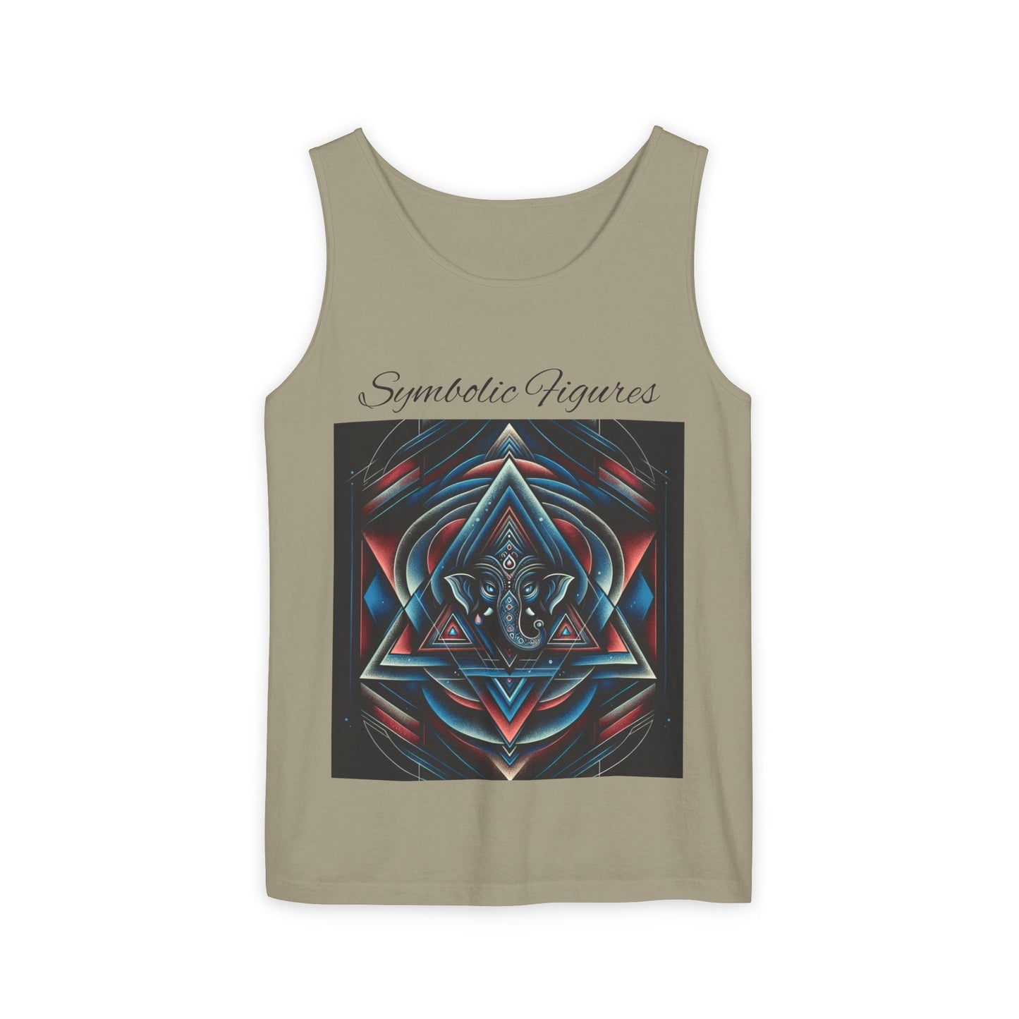 Symbolic Figures Unisex Garment-Dyed Tank Top, Boho Style Tee, Festival Wear, Yoga Shirt, Spiritual Gift