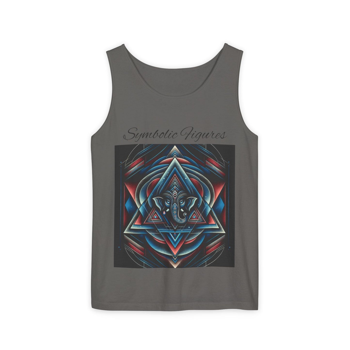 Symbolic Figures Unisex Garment-Dyed Tank Top, Boho Style Tee, Festival Wear, Yoga Shirt, Spiritual Gift