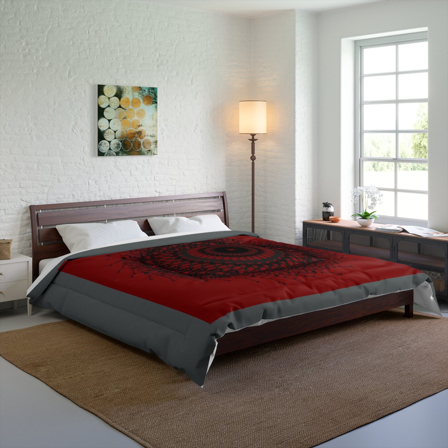Bohemian Mandala Comforter - Cozy Red Bedding for Relaxation