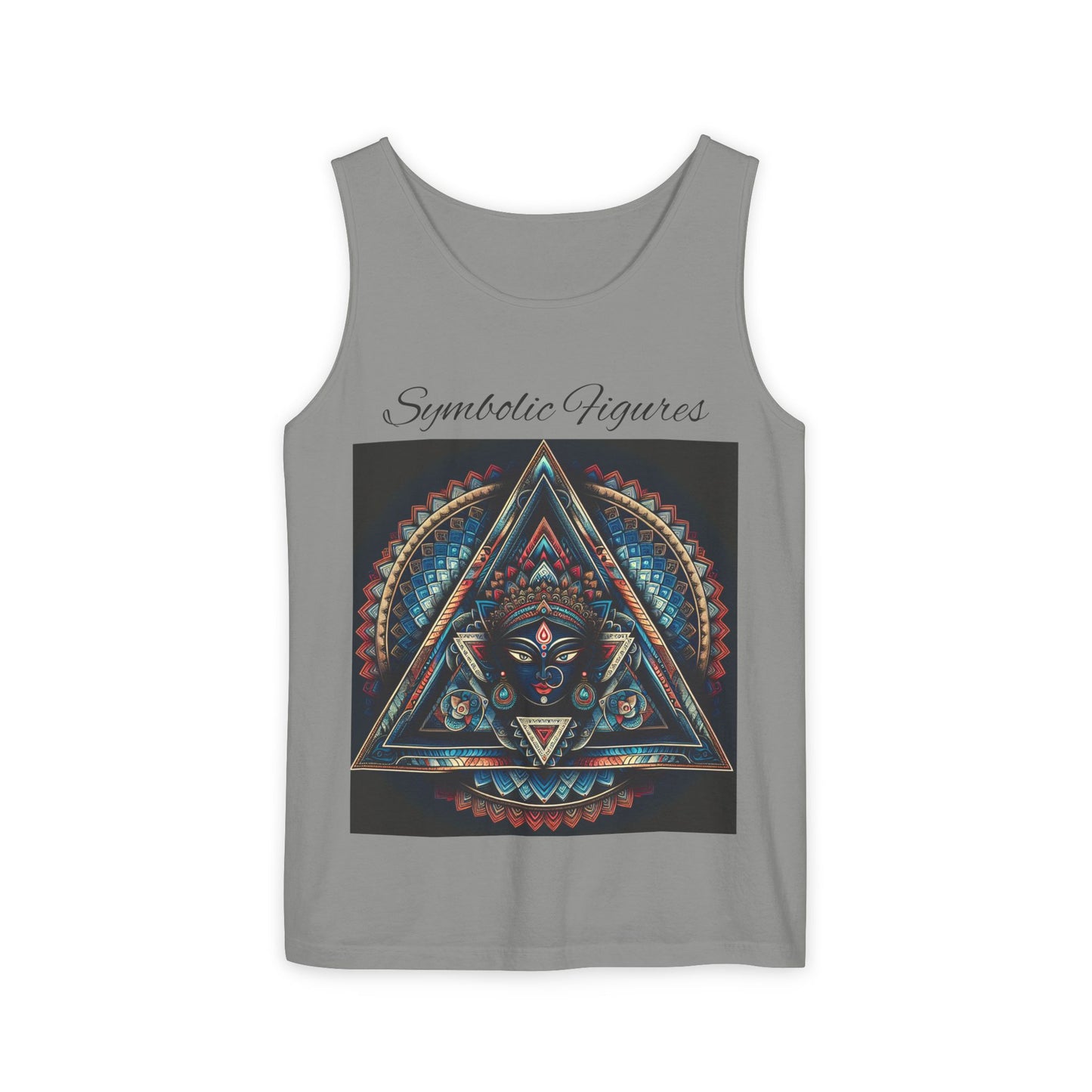 Symbolic Figures Unisex Tank Top - Bohemian Style Shirt, Sun & Moon Graphic Tee, Festival Wear, Meditation Apparel