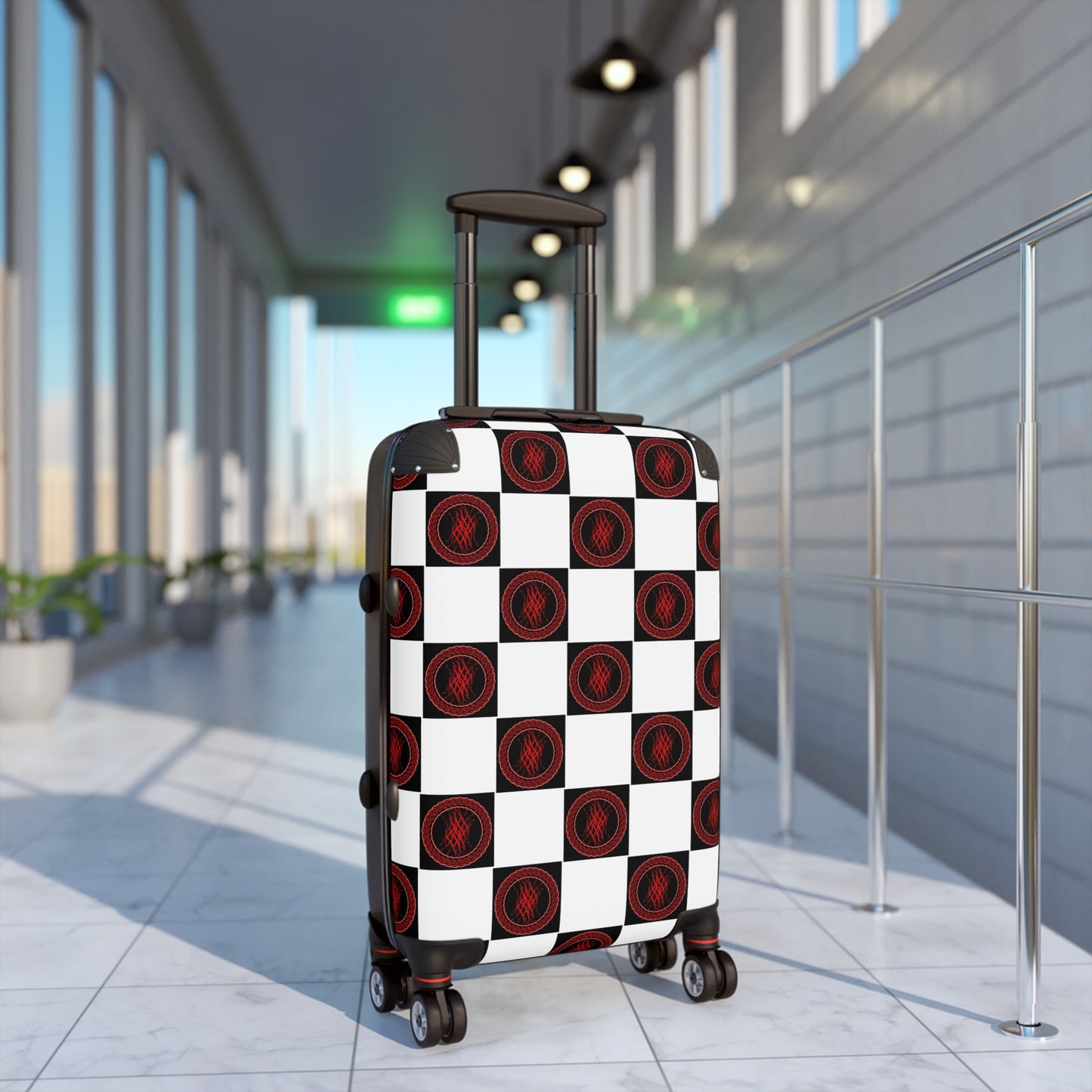 Stylish Travel Suitcase with Checkerboard Design, Perfect for Wanderlust, Summer Vacations, Business Trips, Weekend Getaways, Travel Lovers