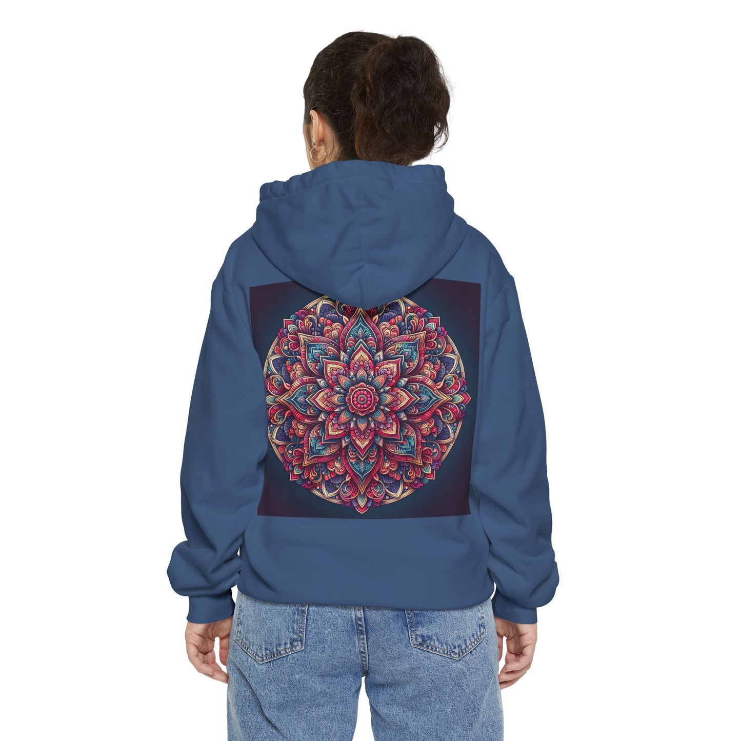 Garment-Dyed Mandala Hoodie - Cozy Floral Art Sweatshirt