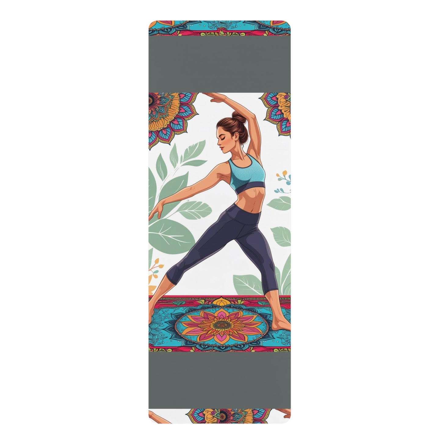 Vibrant Rubber Yoga Mat with Mandala Design, Perfect for Home Workouts, Fitness Gifts, Mindfulness, Yoga Studios, Meditation