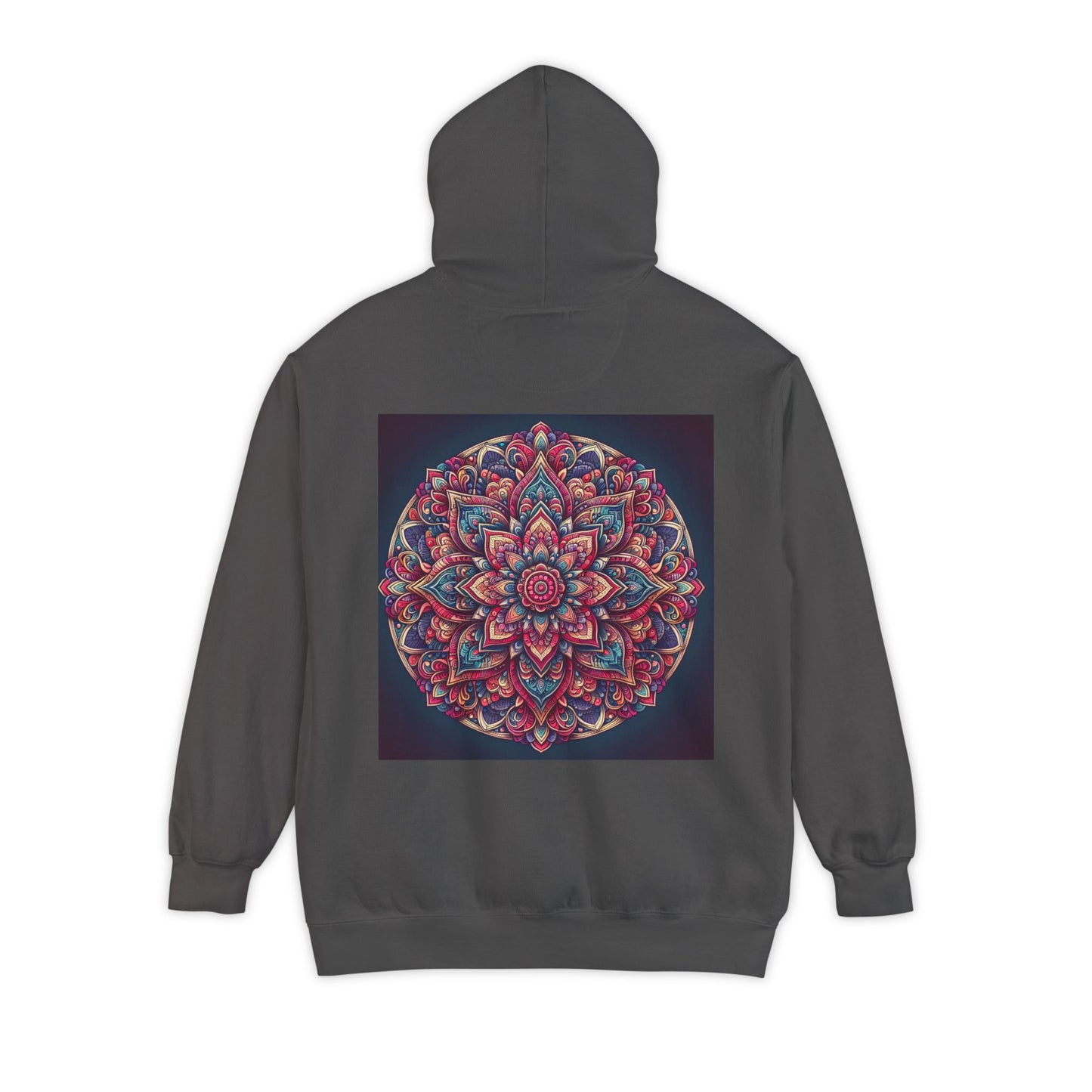 Garment-Dyed Mandala Hoodie - Cozy Floral Art Sweatshirt