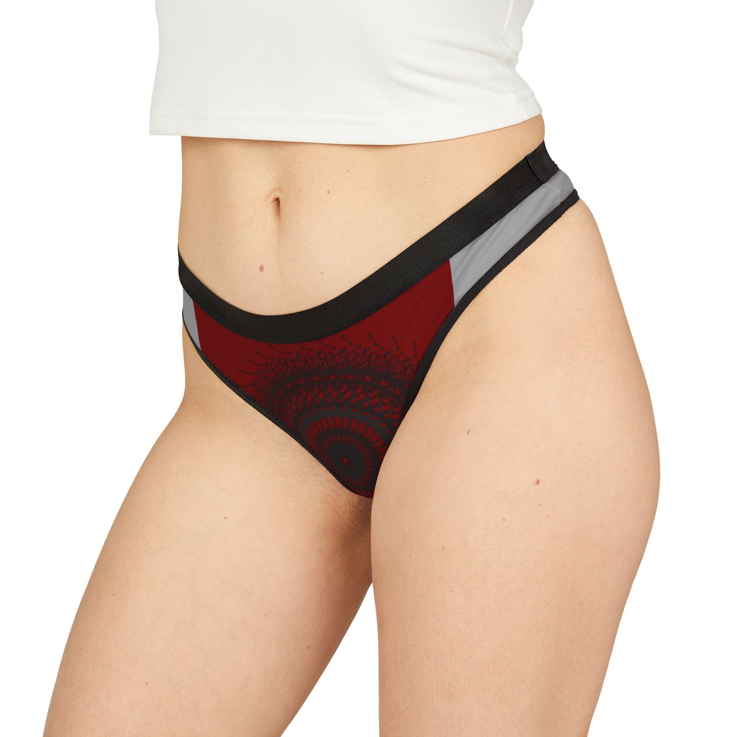 Stylish Women's Thongs with Abstract Red Design