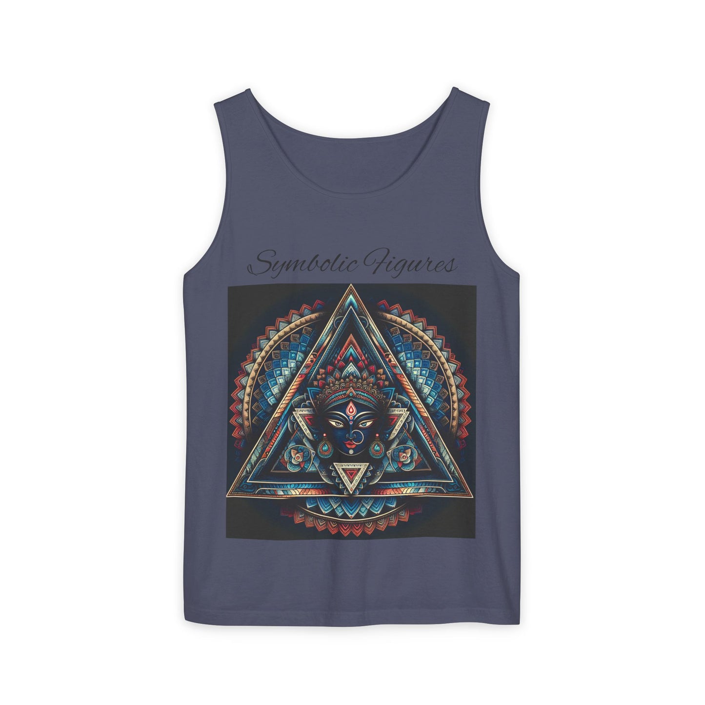 Symbolic Figures Unisex Tank Top - Bohemian Style Shirt, Sun & Moon Graphic Tee, Festival Wear, Meditation Apparel