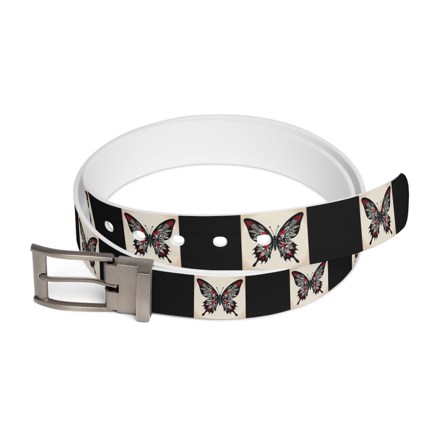 Butterfly Print Belt, Stylish Fashion Accessory, Vegan Leather Adjustable Belt for Women, Unique Gift for Her, Boho Chic Style