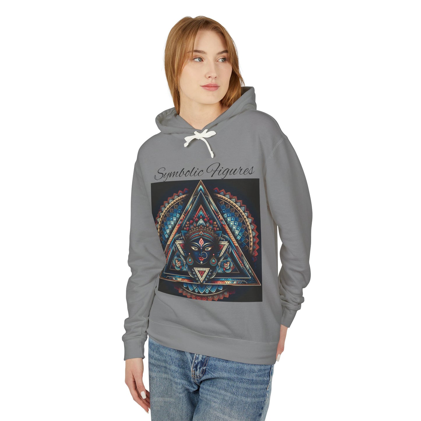 Vibrant Artistic Hoodie, Symbolic Figures Design, Lightweight Sweatshirt for Casual Wear, Unique Gift for Art Lovers, Cozy Unisex Clothing