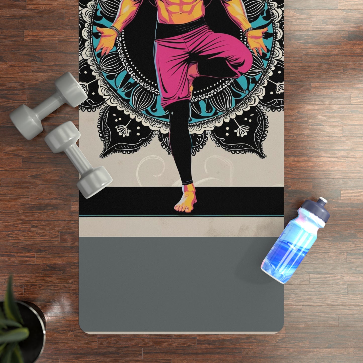 Vibrant Rubber Yoga Mat with Mandala Design, Perfect for Home Workouts, Fitness Gifts, Mindfulness, Yoga Studios, Meditation