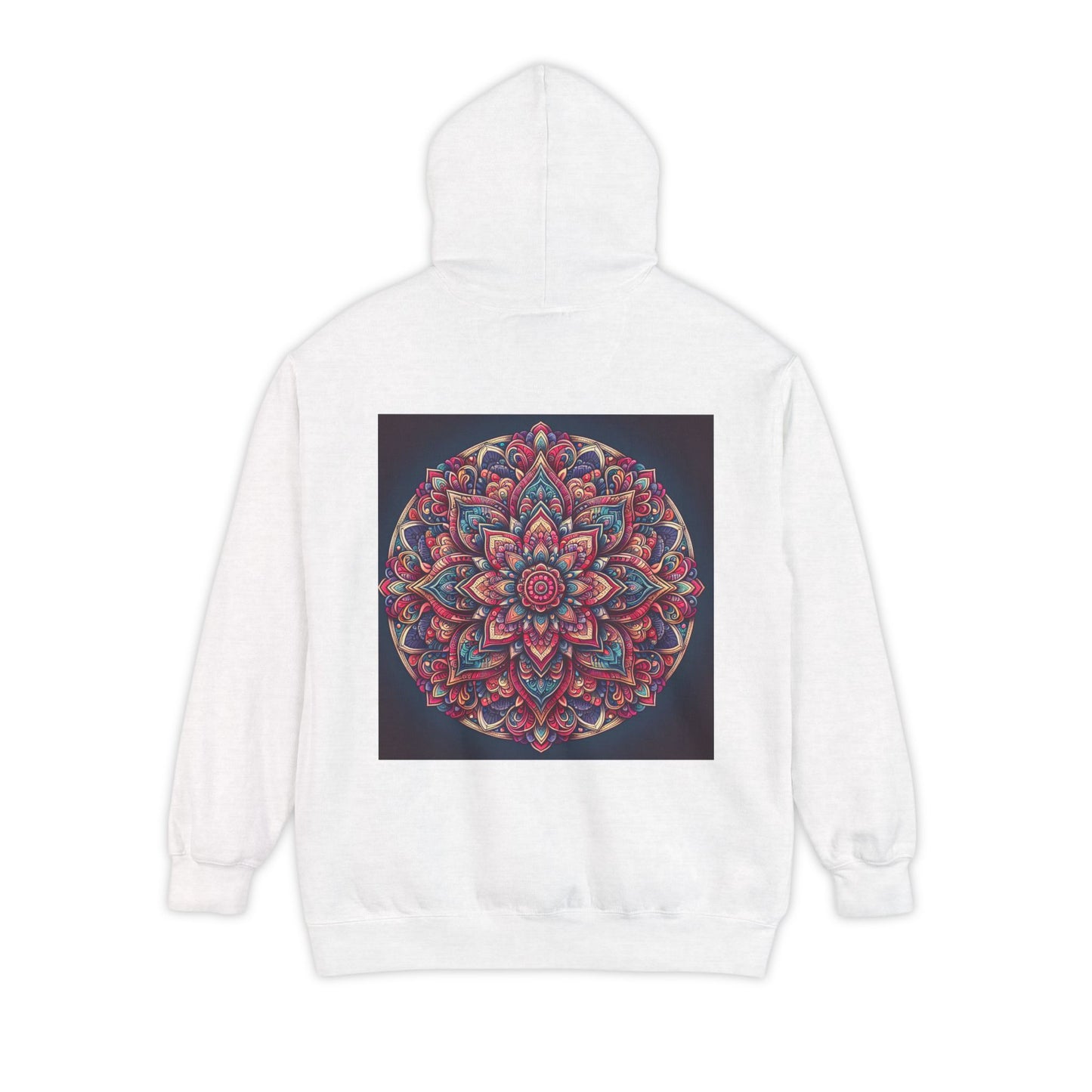 Garment-Dyed Mandala Hoodie - Cozy Floral Art Sweatshirt