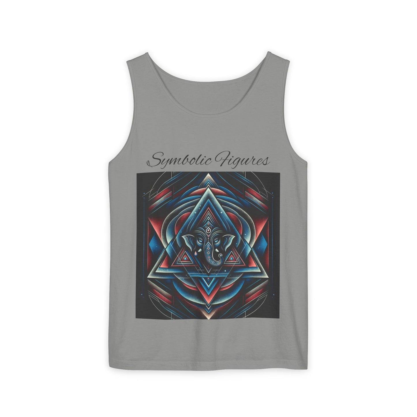 Symbolic Figures Unisex Garment-Dyed Tank Top, Boho Style Tee, Festival Wear, Yoga Shirt, Spiritual Gift
