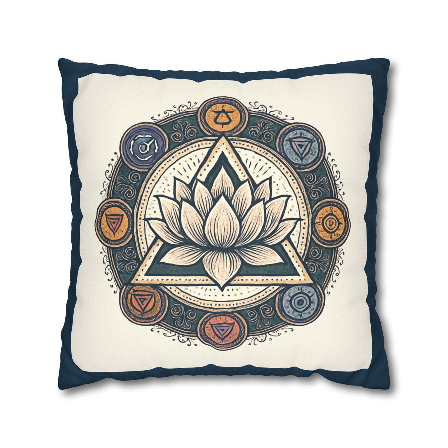 Meditative Lotus Faux Suede Pillowcase, Boho Home Decor, Meditation Gift, Yoga Room Accessories, Chakra Art Cushion, Zen Living