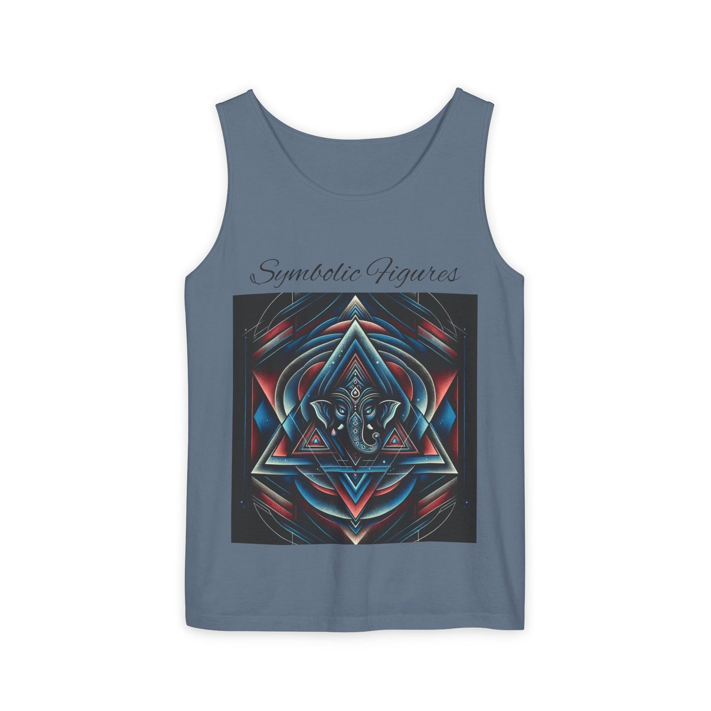 Symbolic Figures Unisex Garment-Dyed Tank Top, Boho Style Tee, Festival Wear, Yoga Shirt, Spiritual Gift