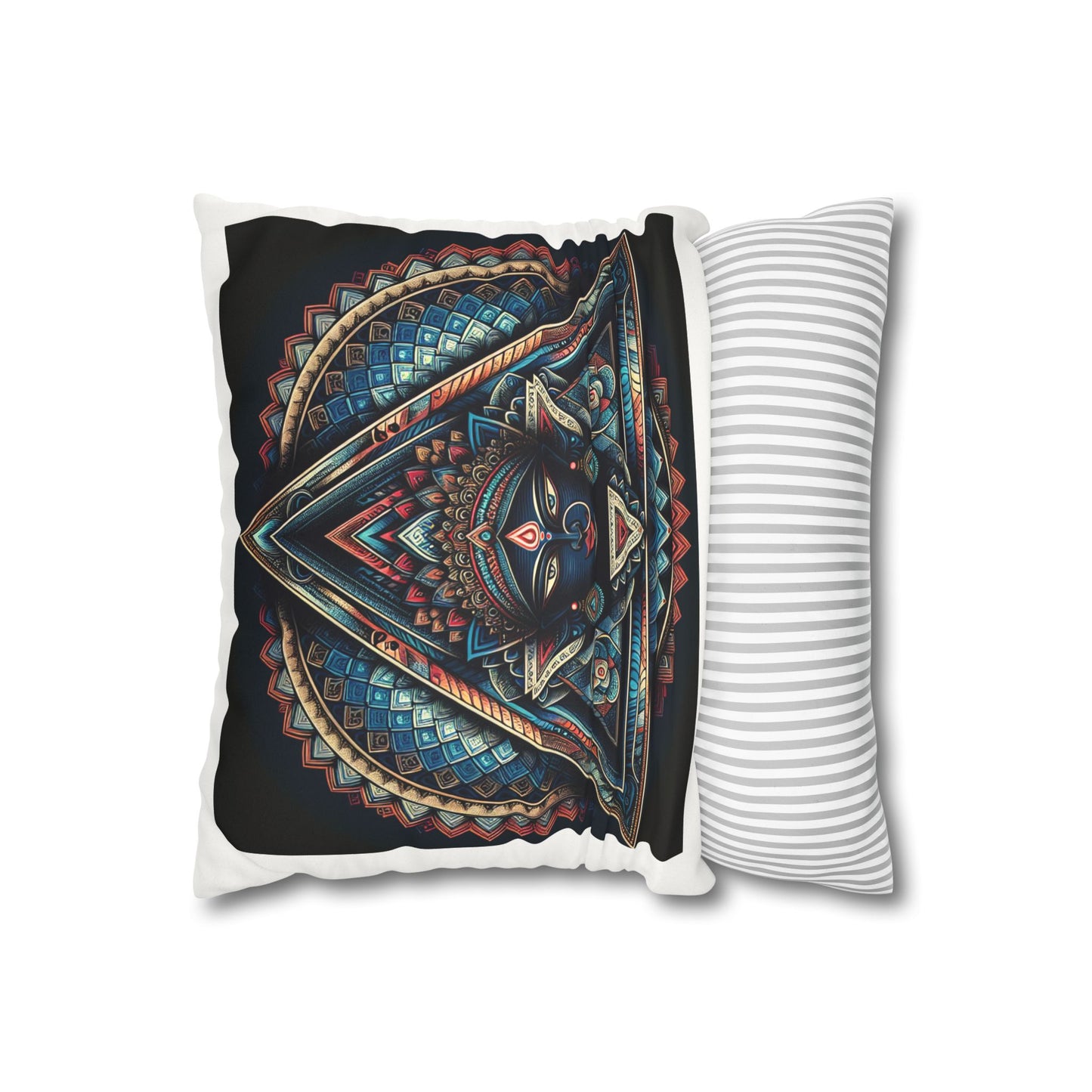 Bohemian Decorative Pillow, Square Faux Suede Cushion, Spiritual Home Décor, Mandala Art Accent Pillow, Unique Gift Idea