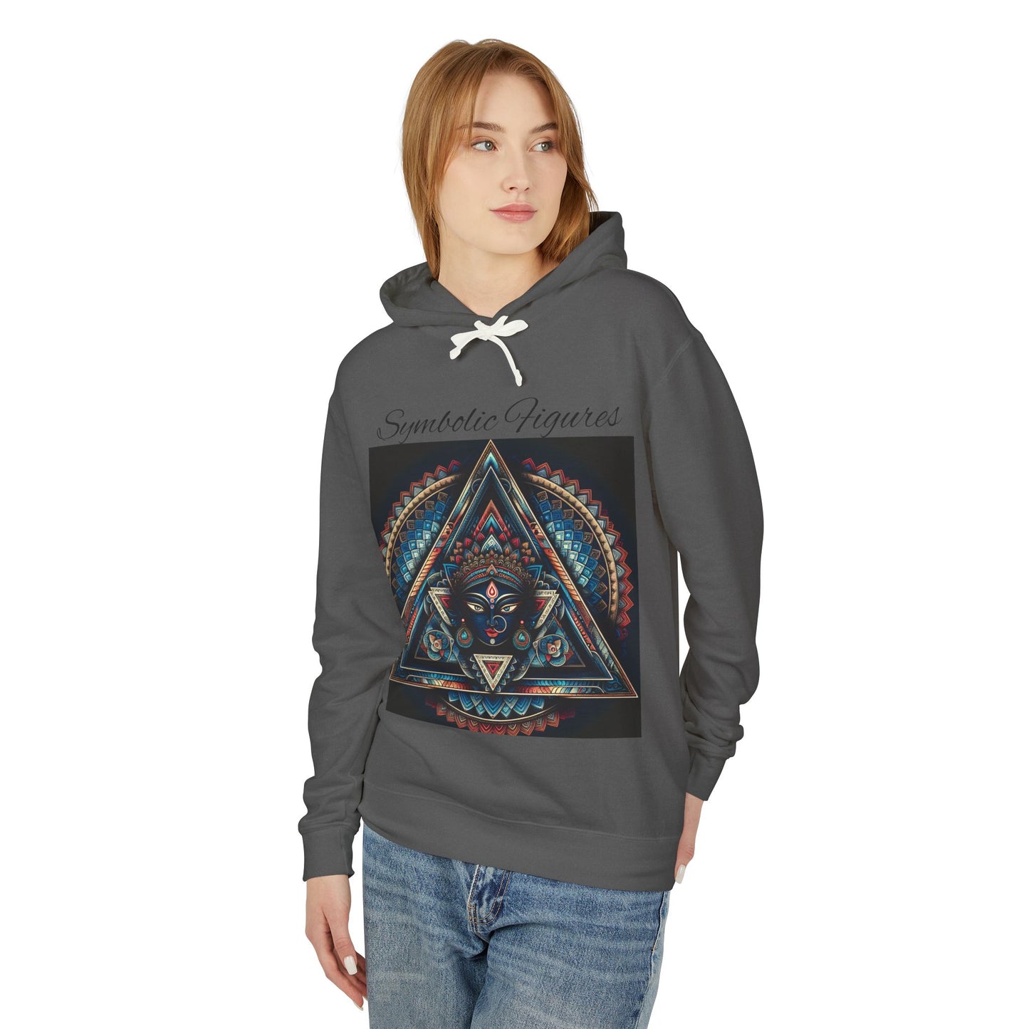 Vibrant Artistic Hoodie, Symbolic Figures Design, Lightweight Sweatshirt for Casual Wear, Unique Gift for Art Lovers, Cozy Unisex Clothing