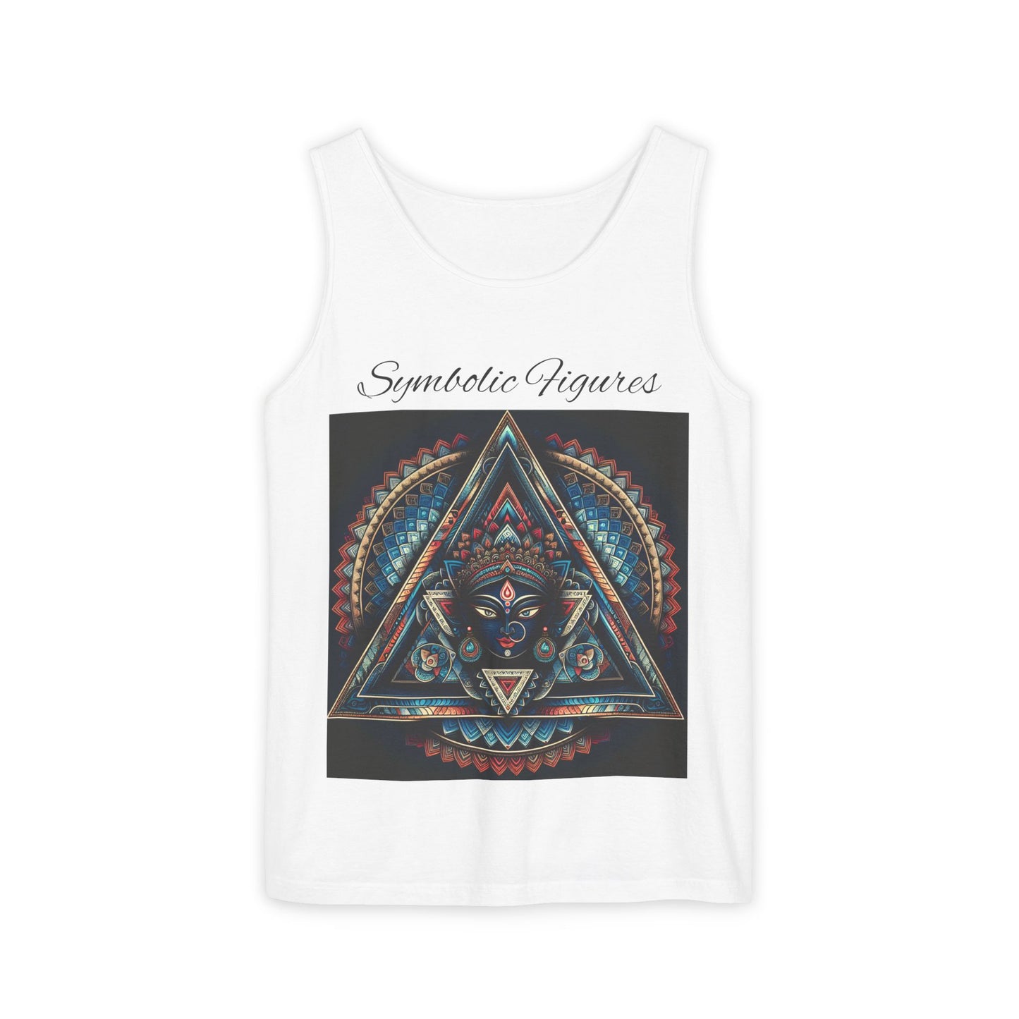 Symbolic Figures Unisex Tank Top - Bohemian Style Shirt, Sun & Moon Graphic Tee, Festival Wear, Meditation Apparel