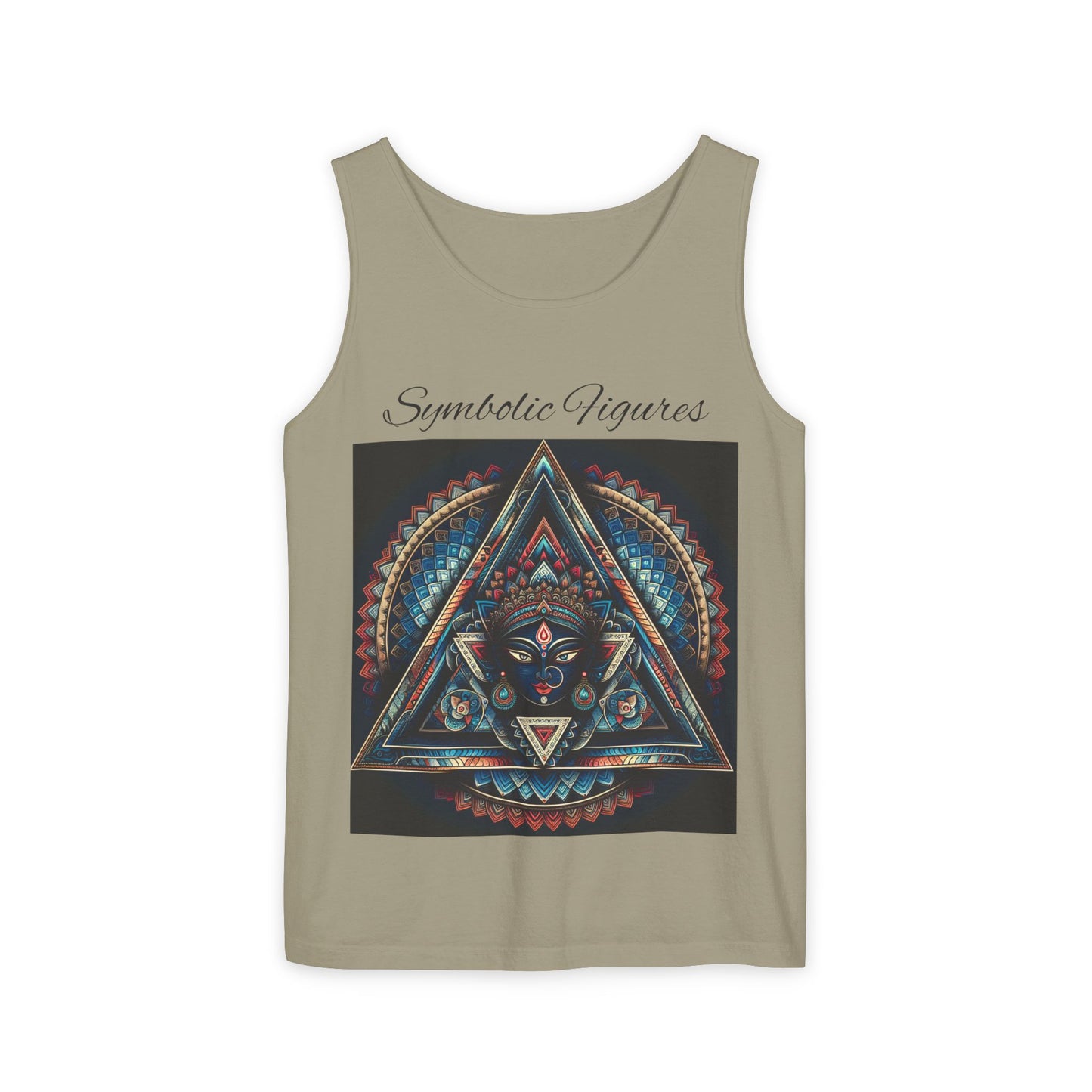 Symbolic Figures Unisex Tank Top - Bohemian Style Shirt, Sun & Moon Graphic Tee, Festival Wear, Meditation Apparel